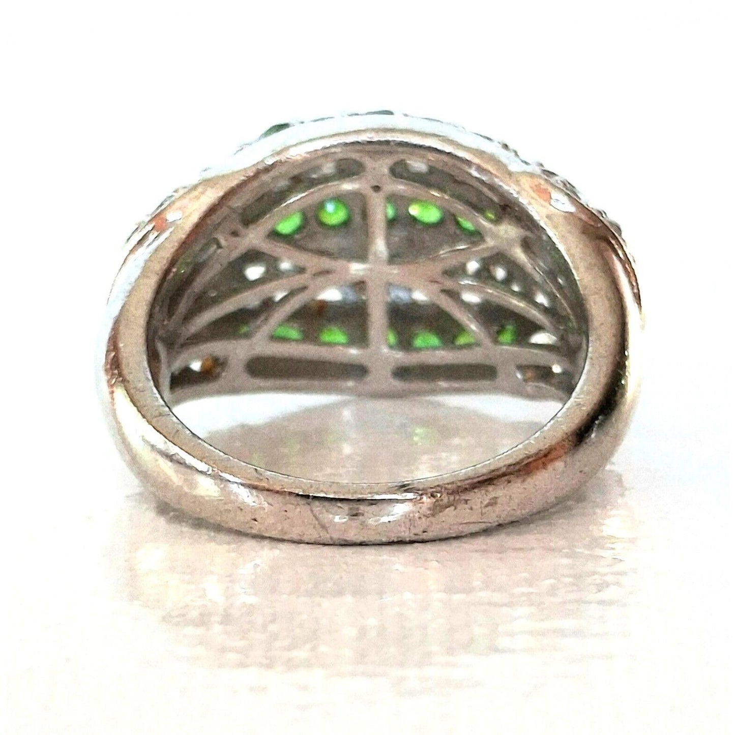 925 STERLING SILVER LAB-CREATED  EMERALD  AND TOPAZ RING SIZE 6.5 SKY