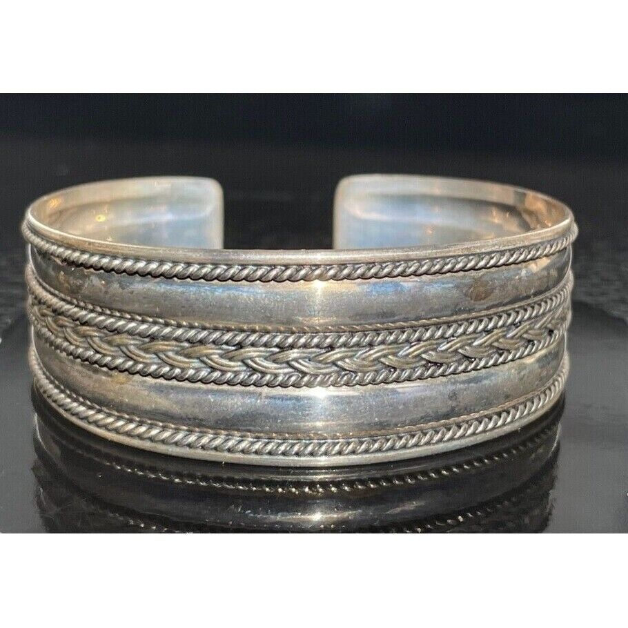 BALI 925 STERLING  SILVER  WIDE CUFF BRACELET SKY