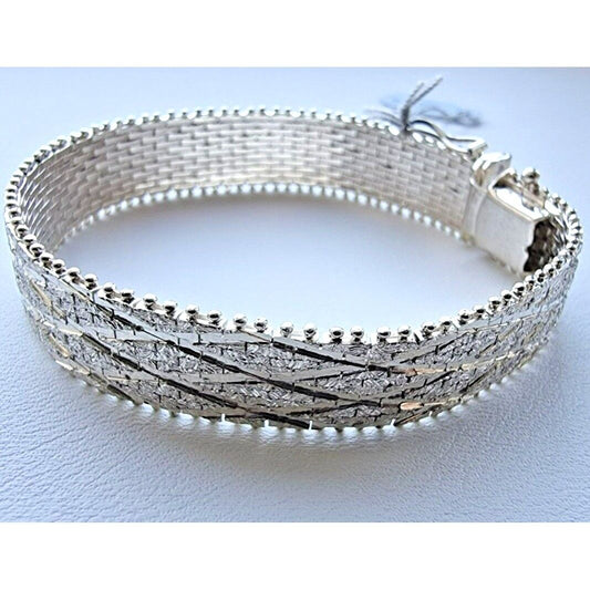 MILOR 925 STERLING SILVER ITALIAN BLING BRACELET 6.5 inch 21.4 g AT