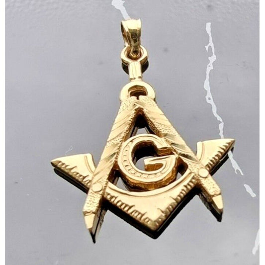 10K YELLOW GOLD MASONIC EMBLEM PENDANT AT