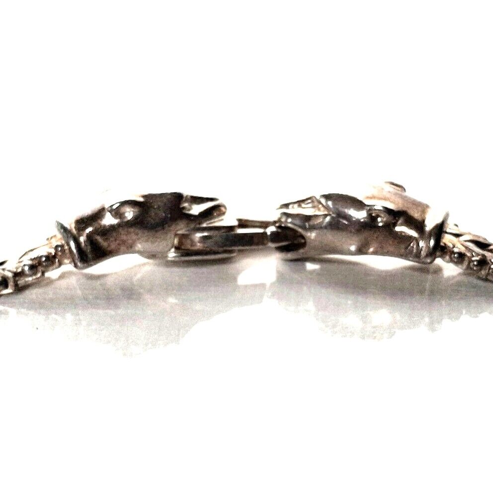 MALOR ITALY 925 STERLING SILVER TPANTHER HEADS CHAIN  BRACELET SKY