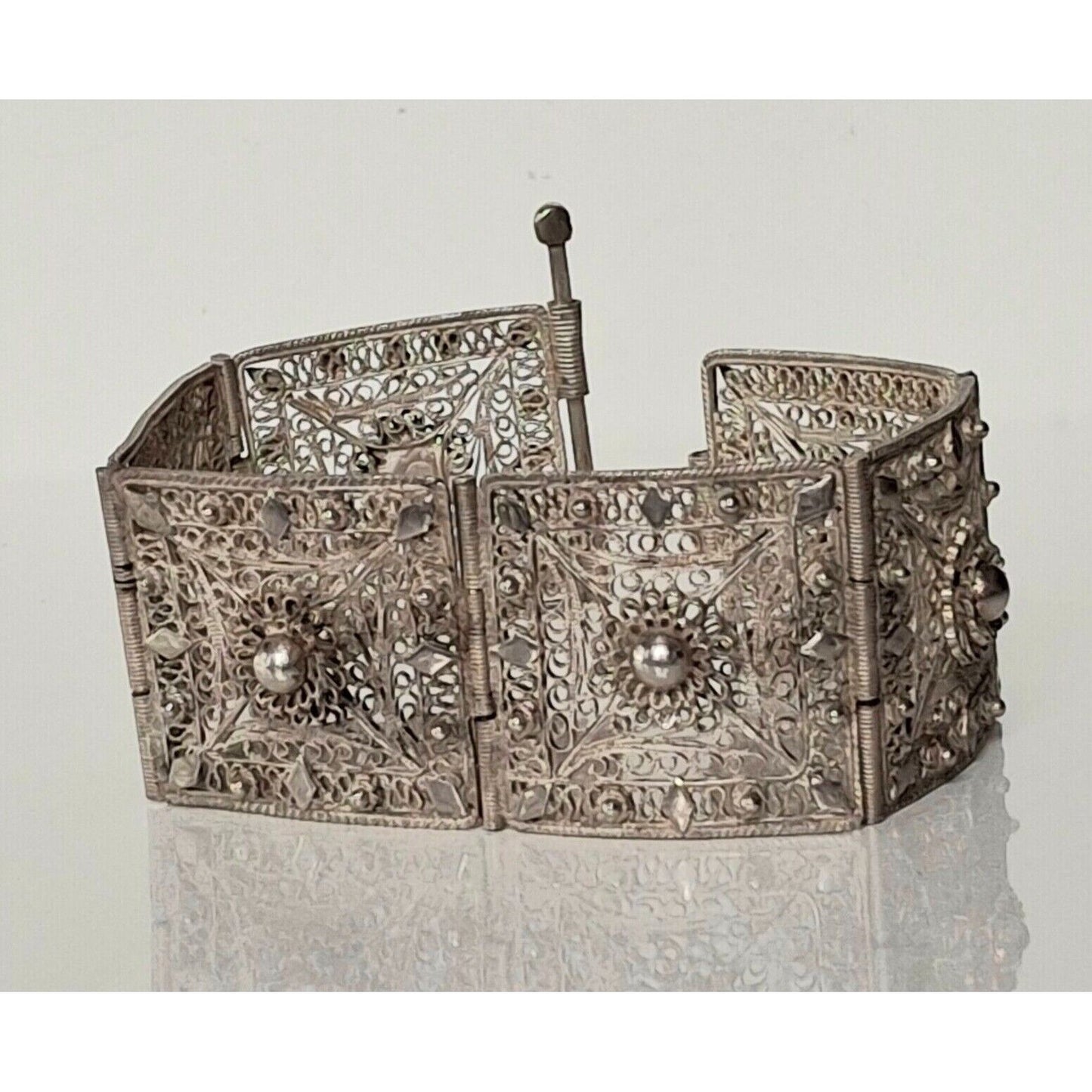 OTTOMAN STYLE 925 STERLING SILVER FILIGREE BRACELET SKY