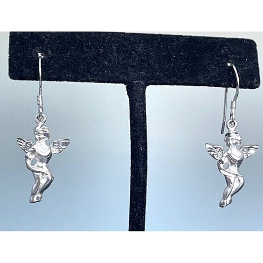 SOLID CAST 925 STERLING SILVER ANGEL EARRINGS SKY