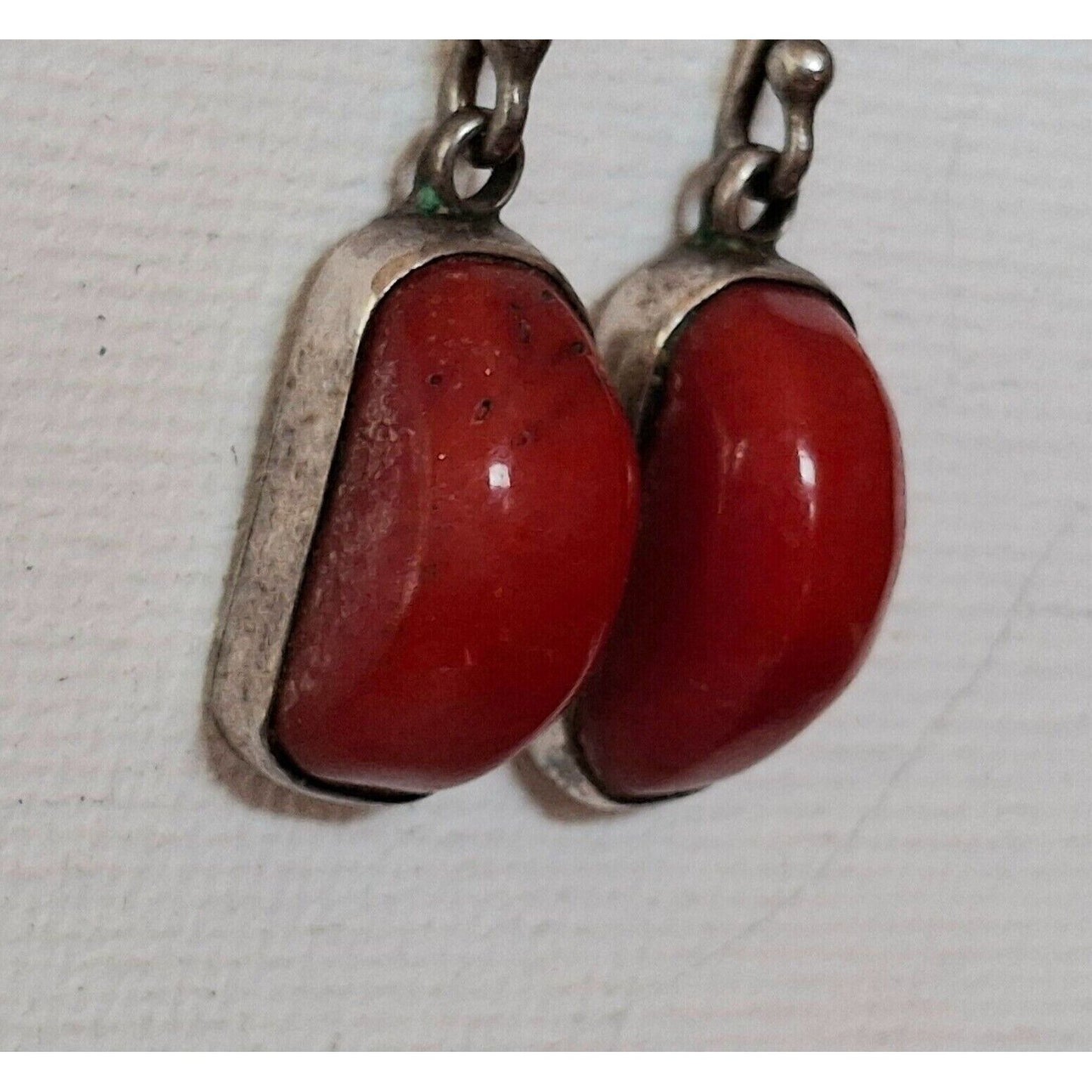 950 STERLING SILVER AND RED CORAL  EARRINGS SKY