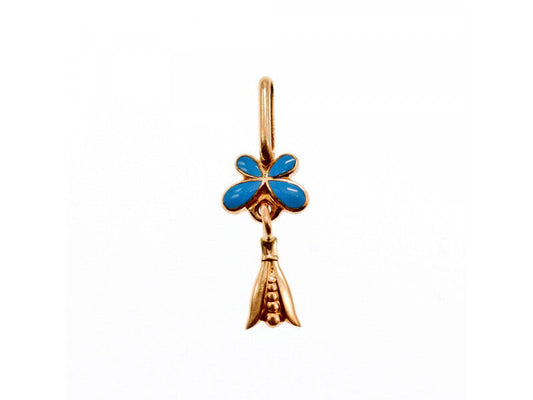 14K YELLOW GOLD BLUE ENAMEL PENDANT