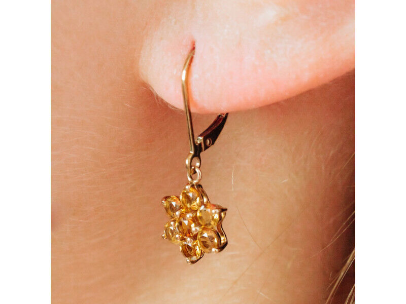 10K YELLOW GOLD HELIODOR FLOWERS EARRINGS