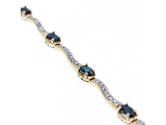 925 STERLING SILVER GOLD PLATED SAPPHIRES BRACELET