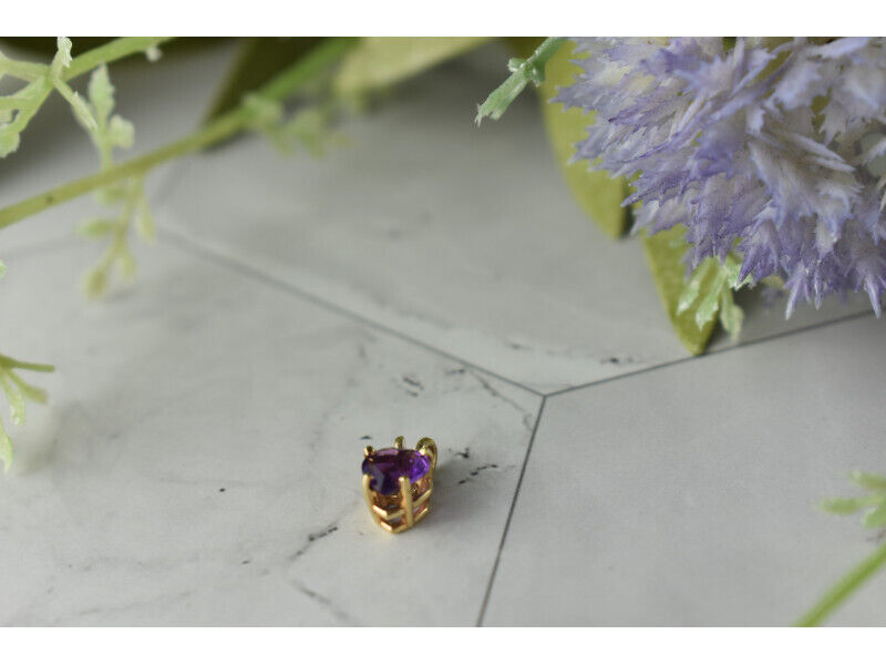 14K YELLOW GOLD AMETHYST HEART PENDANT