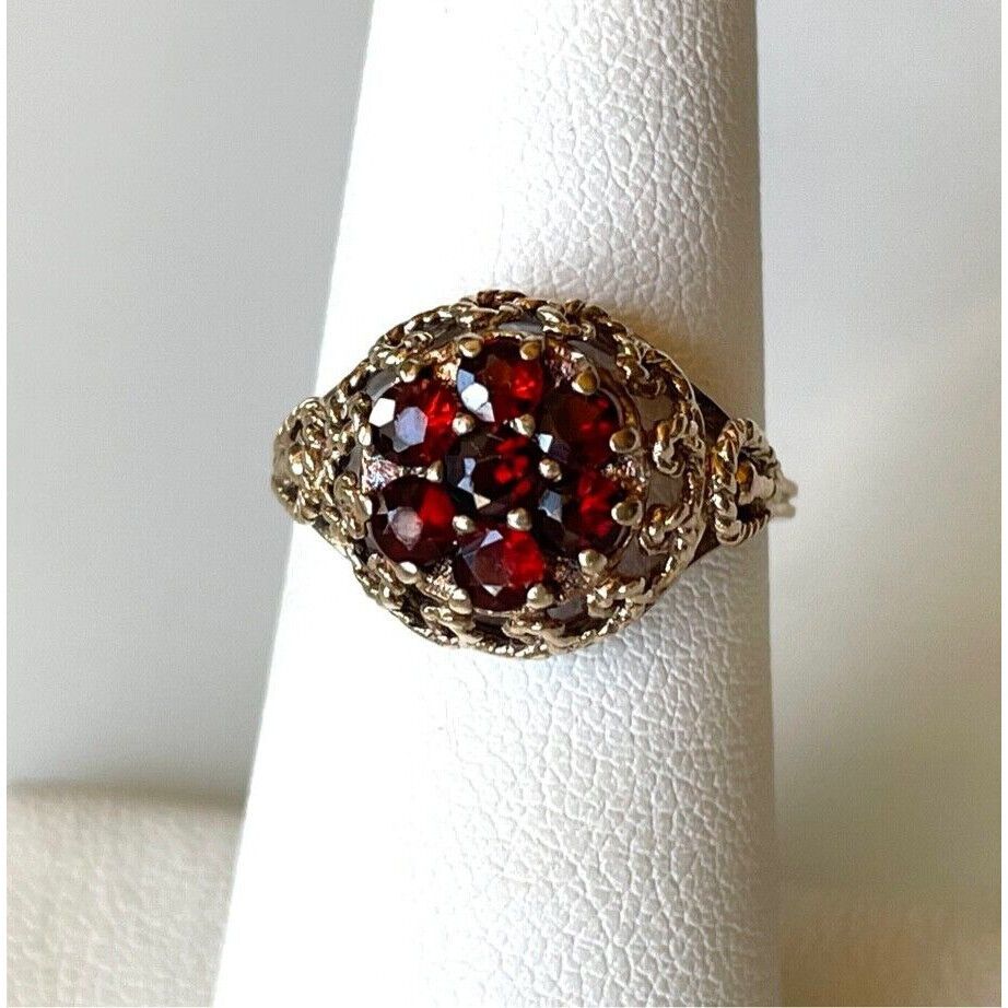 ''HARMONY'' YELLOW GOLD BOHEMIAN GARNET RING SIZE 6 SKY