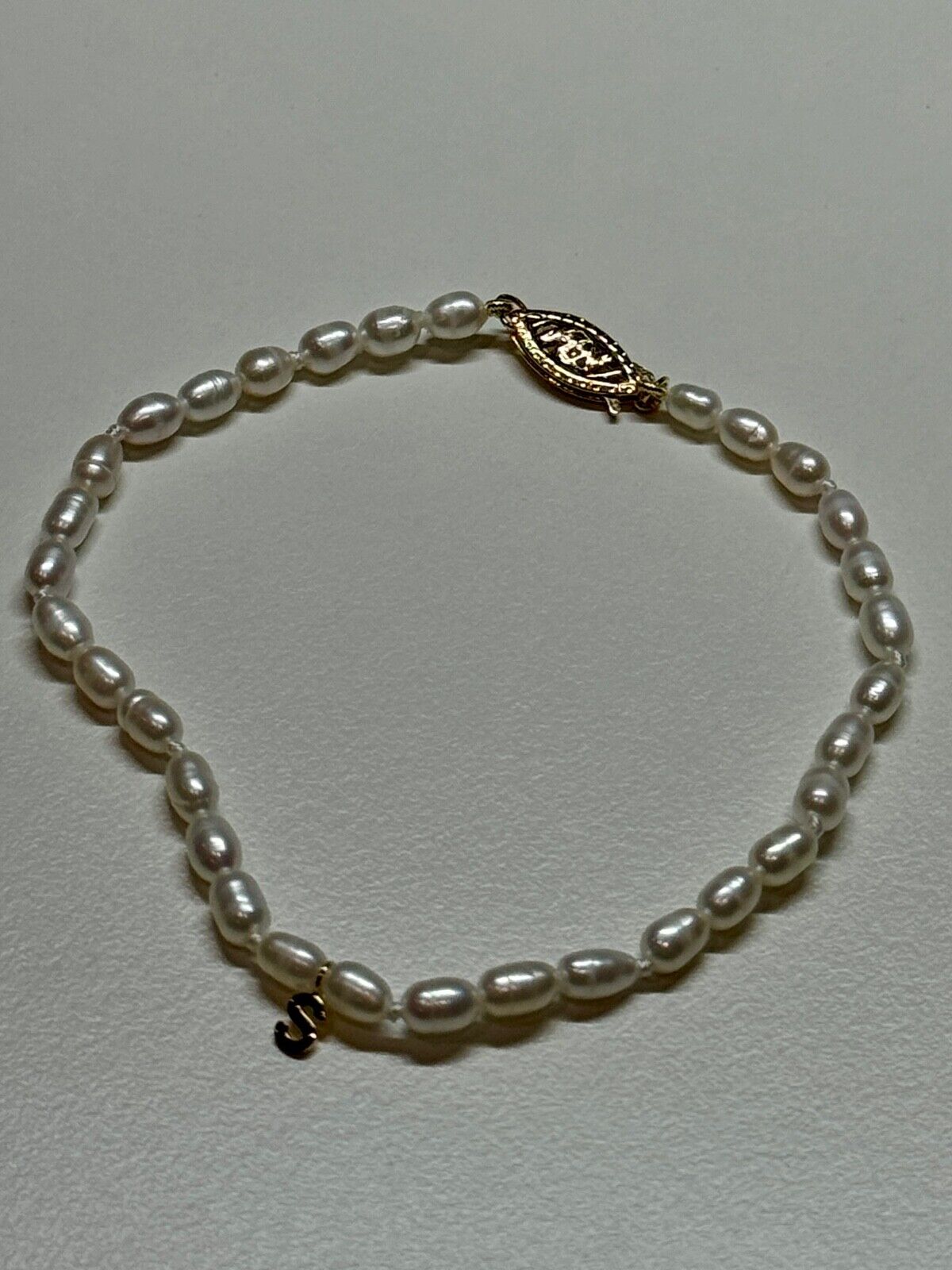 14K YELLOW GOLD BRACELET FRESHWATER PEARLS SIZE 7