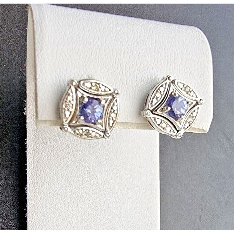 D2N 925 STERLING SILVER TANZANITE  AND DIAMOND DROP 2 WAY EARRINGS AT