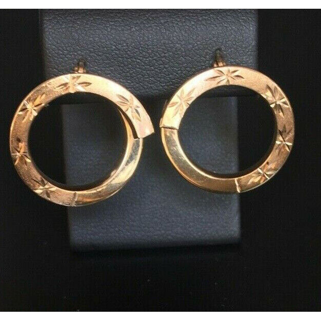 14 K YELLOW GOLD SPIRAL HOOP EARRINGS SKY