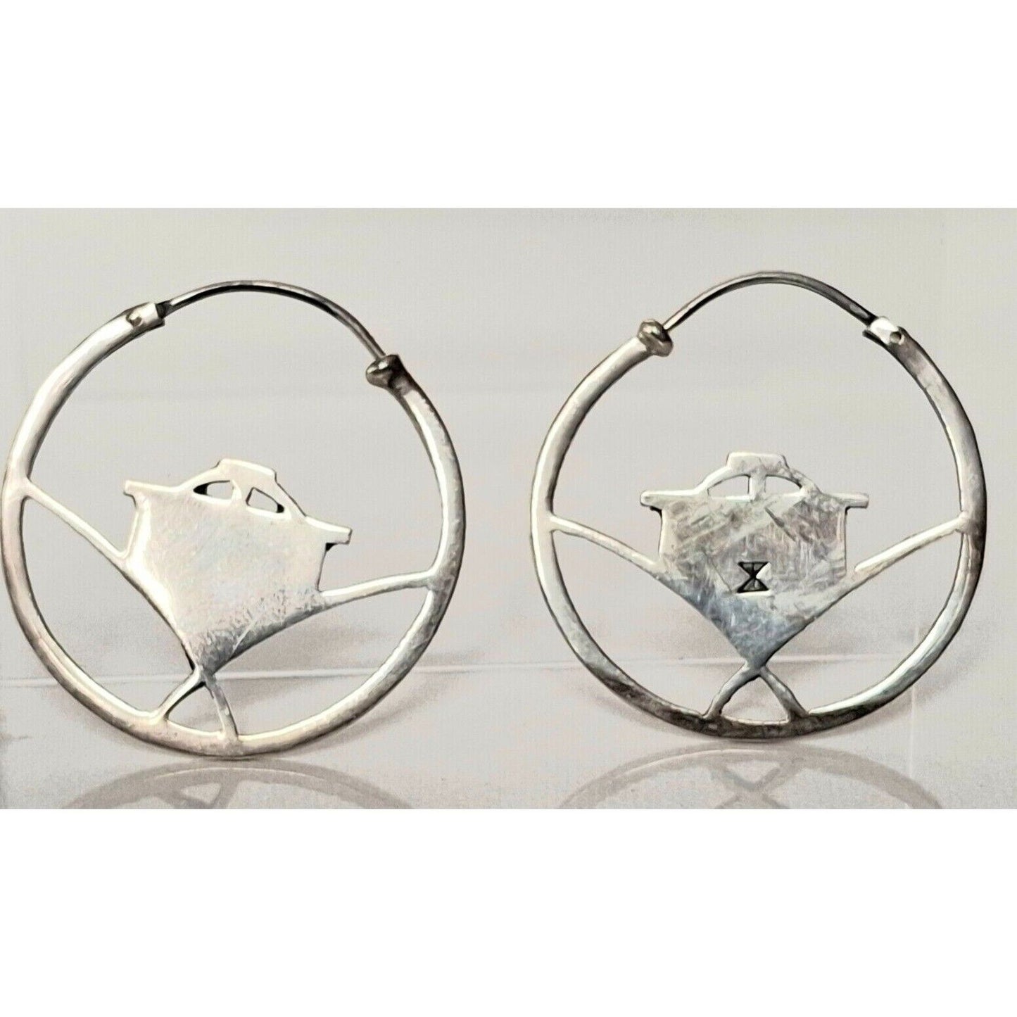 MODERNIST  925 STERLING SILVER HOOP EARRINGS SKY