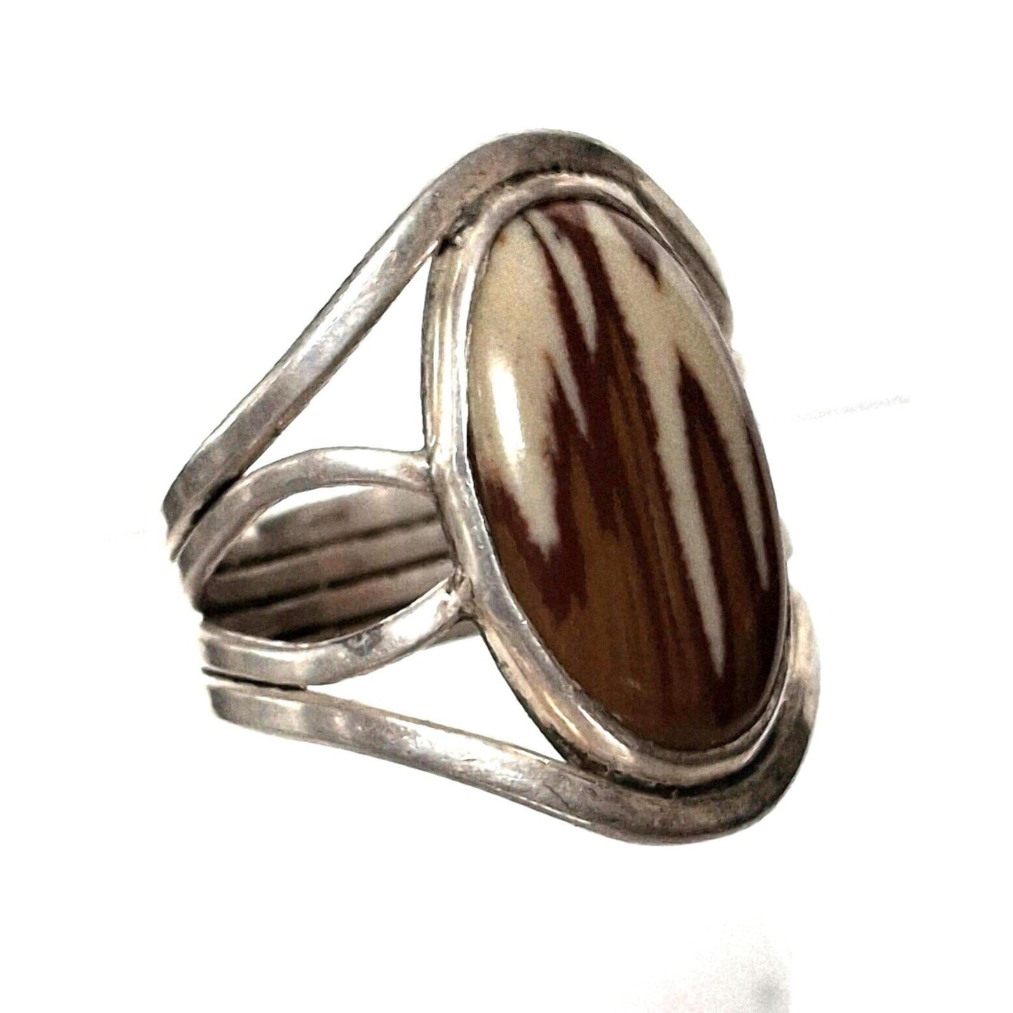 925 STERLING SILVER PICTURESQUE AGATE  RING SIZE 7 SKY