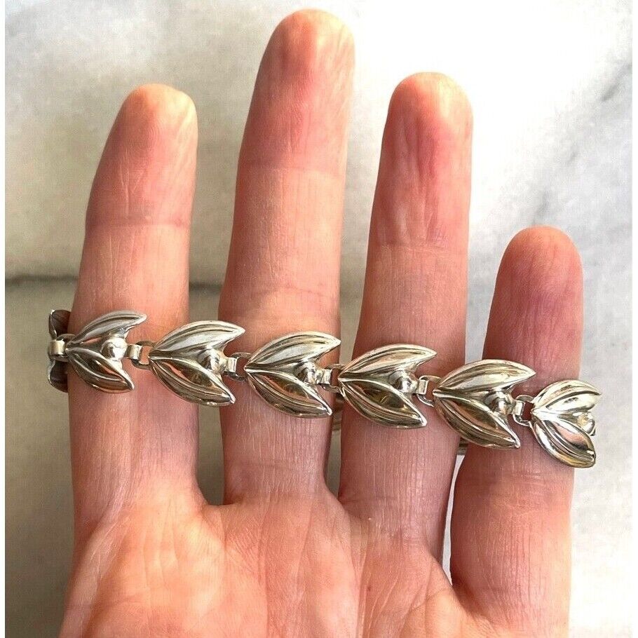 BEAU 925 STERLING SILVER LEAVES LINKS  BRACELET SKY