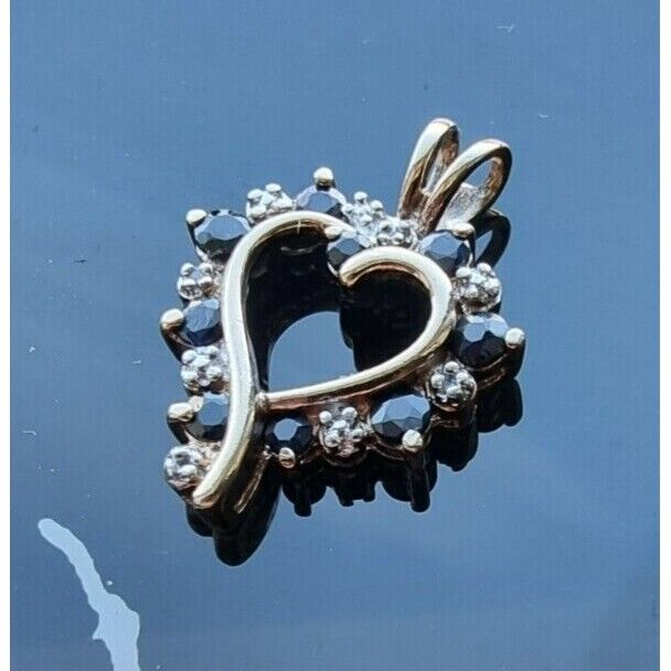 925 STERLING SILVER NATURAL BLACK ONYX VERMEIL HEART PENDANT AT