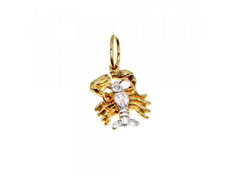 14K YELLOW & WHITE GOLD CANCER PENDANT