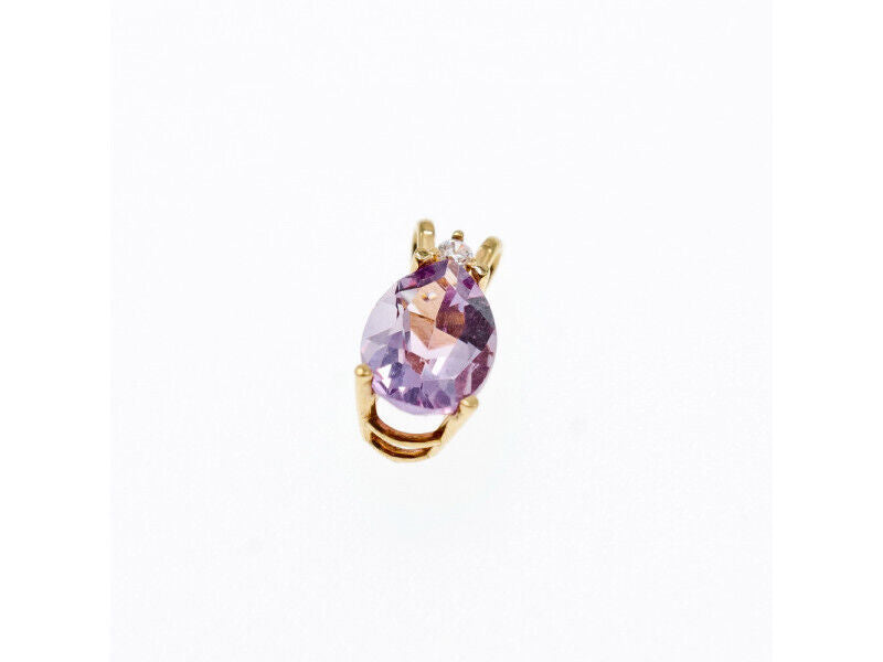 14K YELLOW GOLD AMETHYST & DIAMOND PENDANT