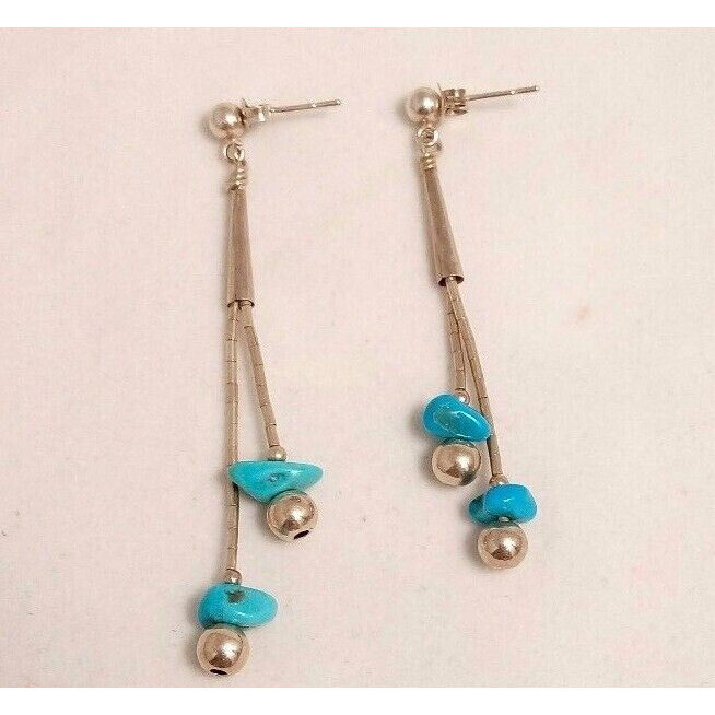 STERLING SILVER & TURQUOISE DANGLE EARRINGS SKY