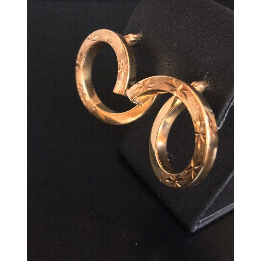 14 K YELLOW GOLD SPIRAL HOOP EARRINGS SKY