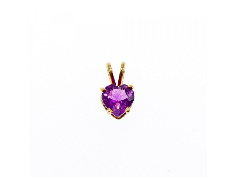 14K YELLOW GOLD AMETHYST HEART PENDANT