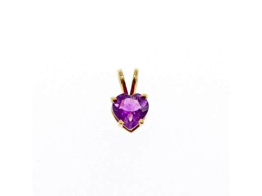 14K YELLOW GOLD AMETHYST HEART PENDANT