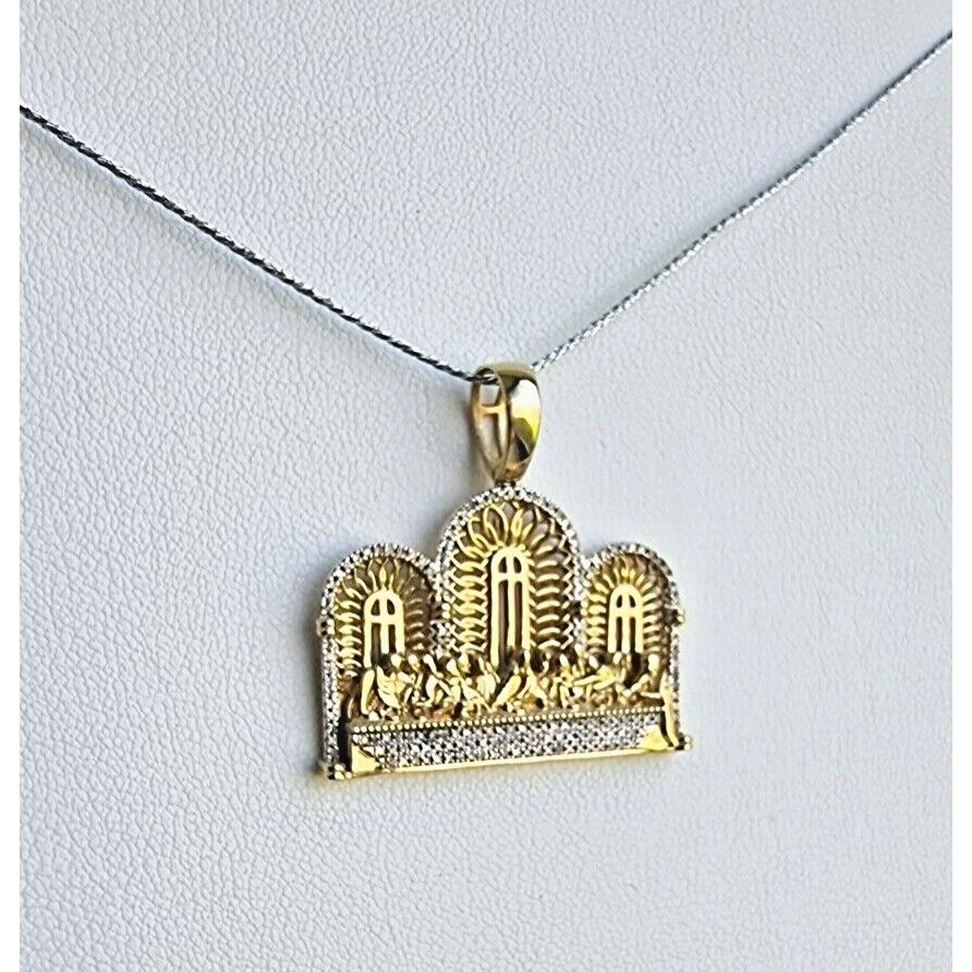 10K YELLOW GOLD DIAMOND JESUS APOSTLES LAST SUPPER PENDANT AT