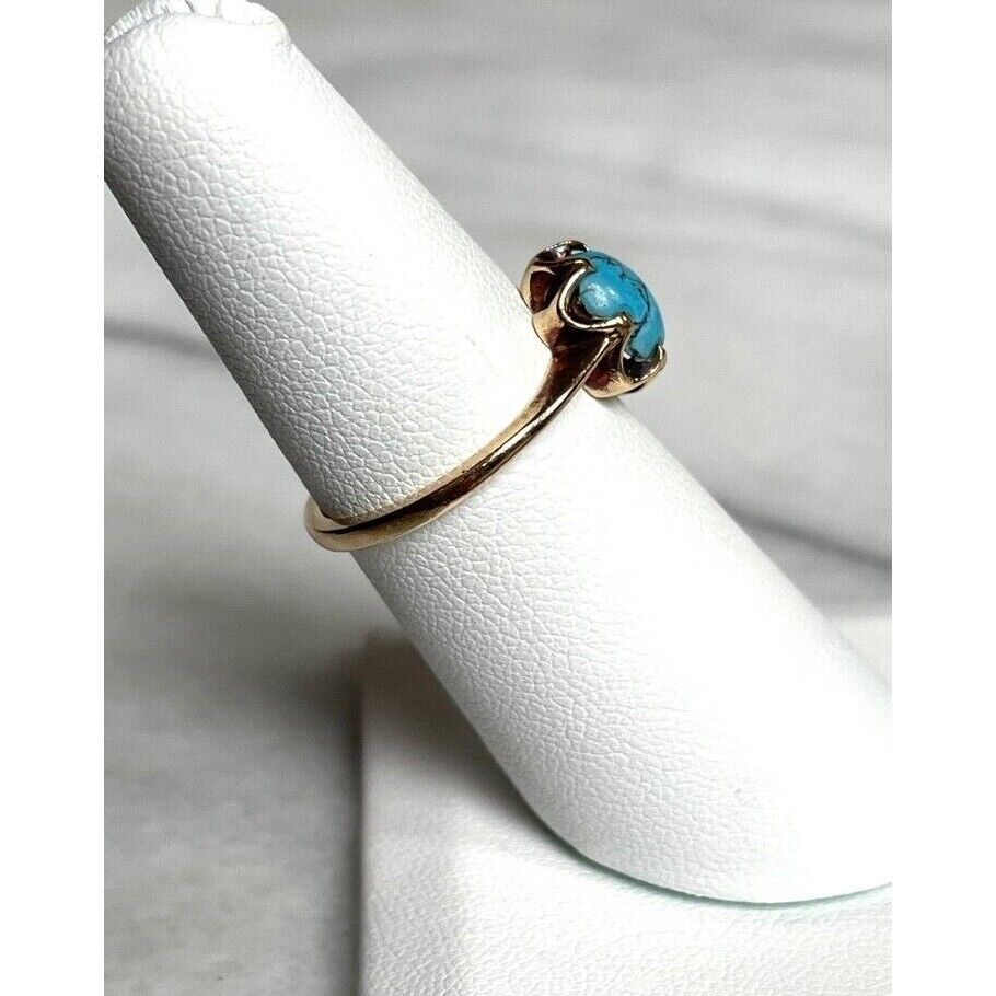 YELLOW GOLD  TURQUOISE RING SIZE 6 SKY