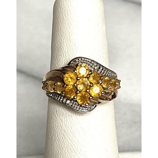 YELLOW GOLD AND CITRINE COCKTAIL RING SIZE 5 SKY