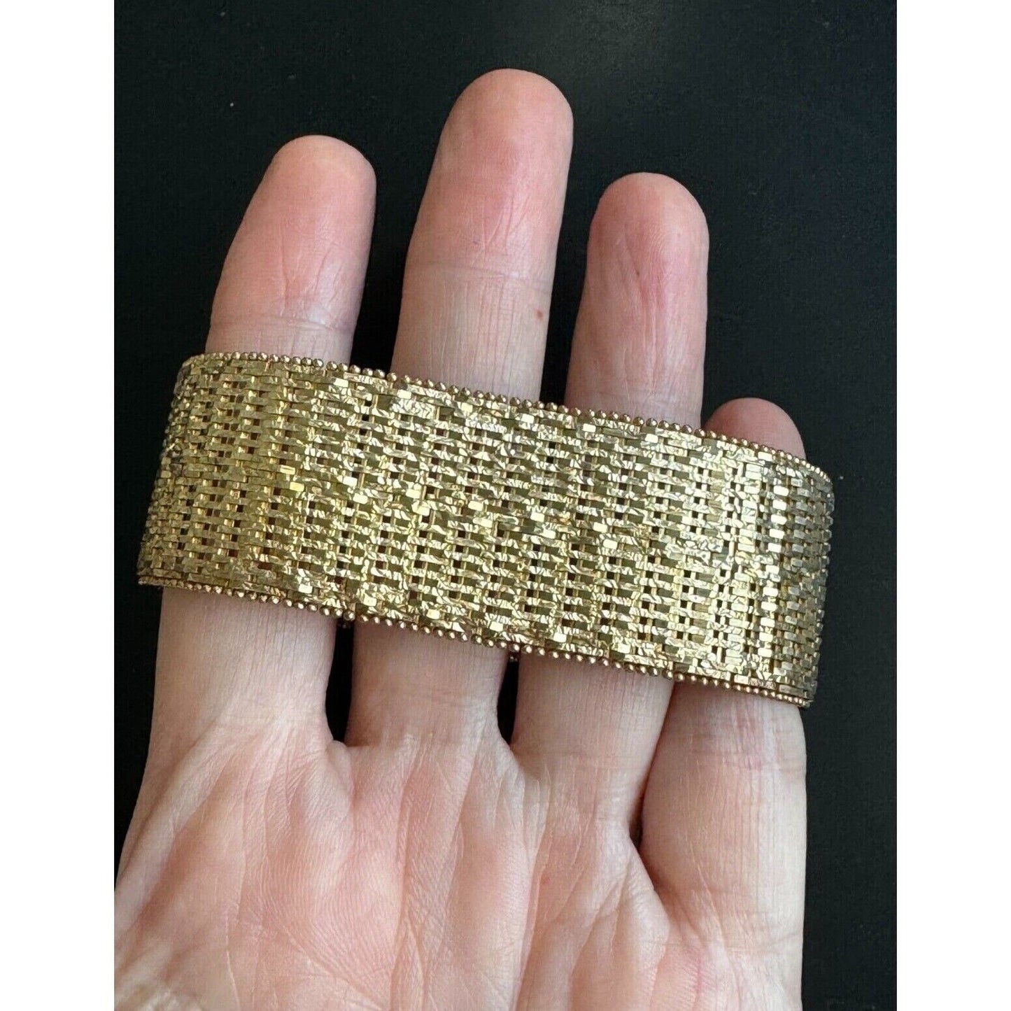 SPARKLING ITALIAN 925 STERLING SILVER VERMEIL BRIGHT CUT MESH BRACELET SKY