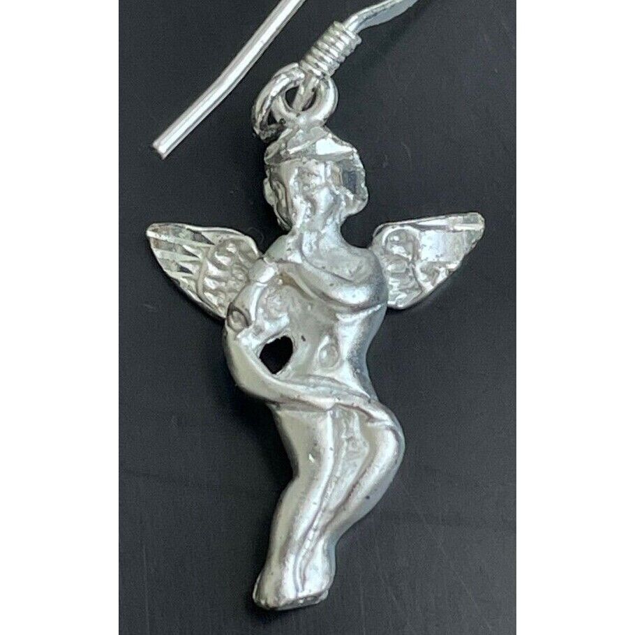 SOLID CAST 925 STERLING SILVER ANGEL EARRINGS SKY