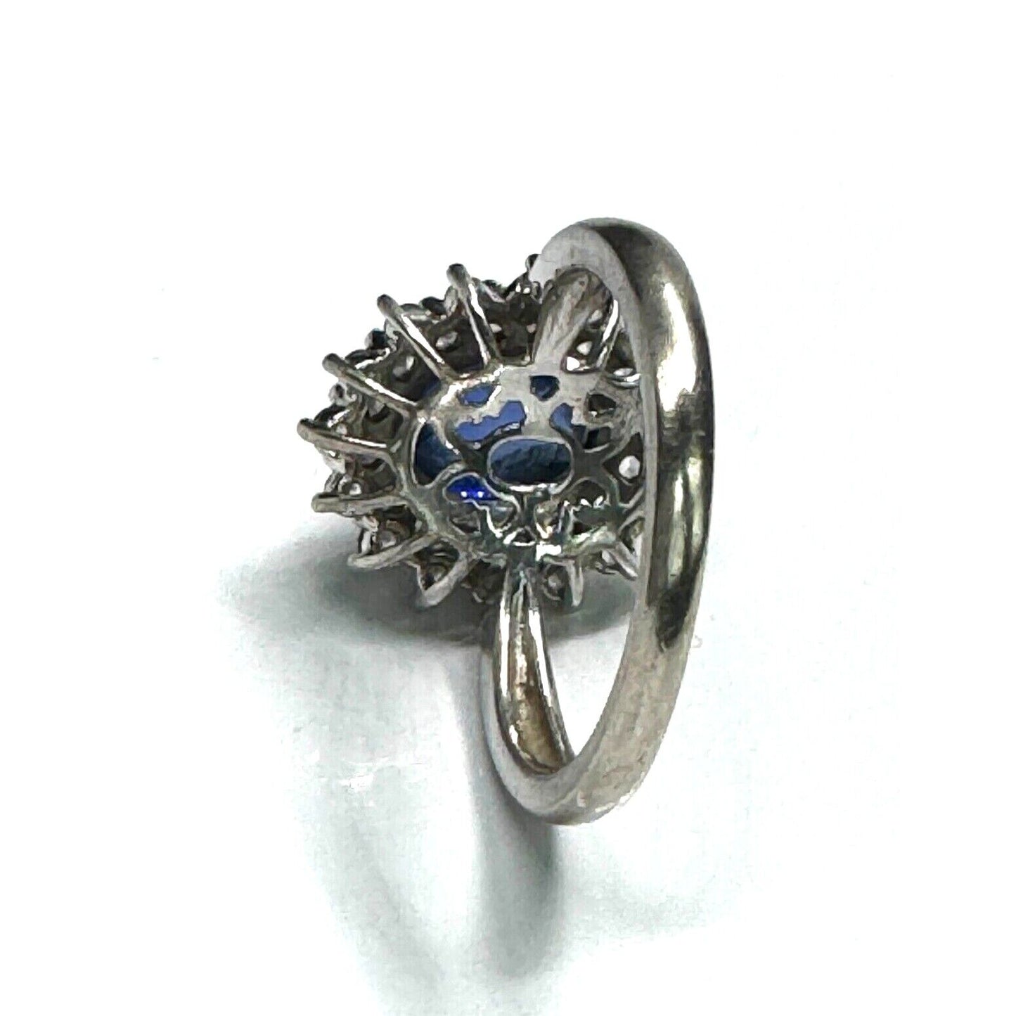 925 STERLING SILVER LAB-CREATED SAPPHIRE AND COLORLESS TOPAZ RING SIZE 6.5 SKY