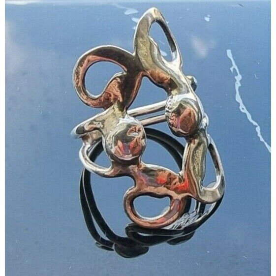 925 STERLING SILVER INTRICATE DESIGN OPEN ABSTRACT INTERSECTING VINES RING AT