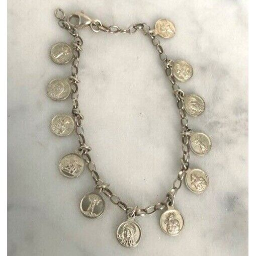 925 STERLING SILVER SISTINE MADONNA INSPIRED CHARM  BRACELET SKY