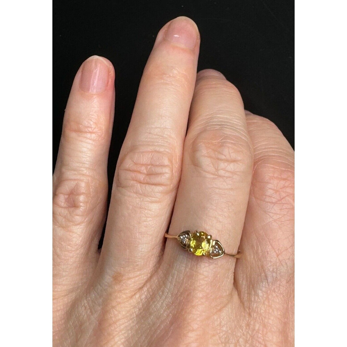 YELLOW GOLD DIAMOND AND YELLOW TOPAZ RING SIZE 6.25 SKY