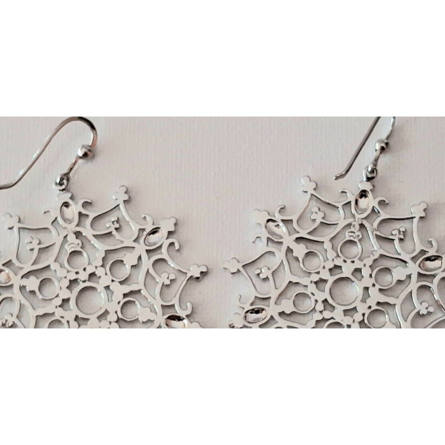 LARGE FESTIVE 925 STERLING SILVER SNOWFLAKES EARRINGS SKY