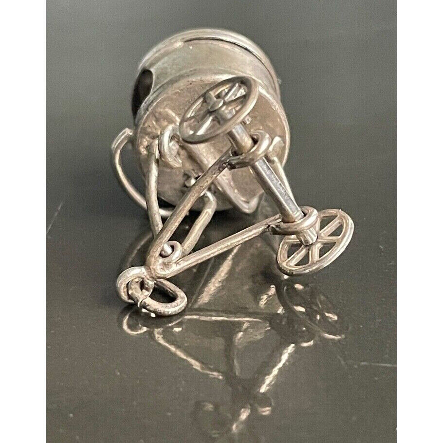 925 STERLING SILVER RICKSHAW CART MECHANICAL  CHARM SKY