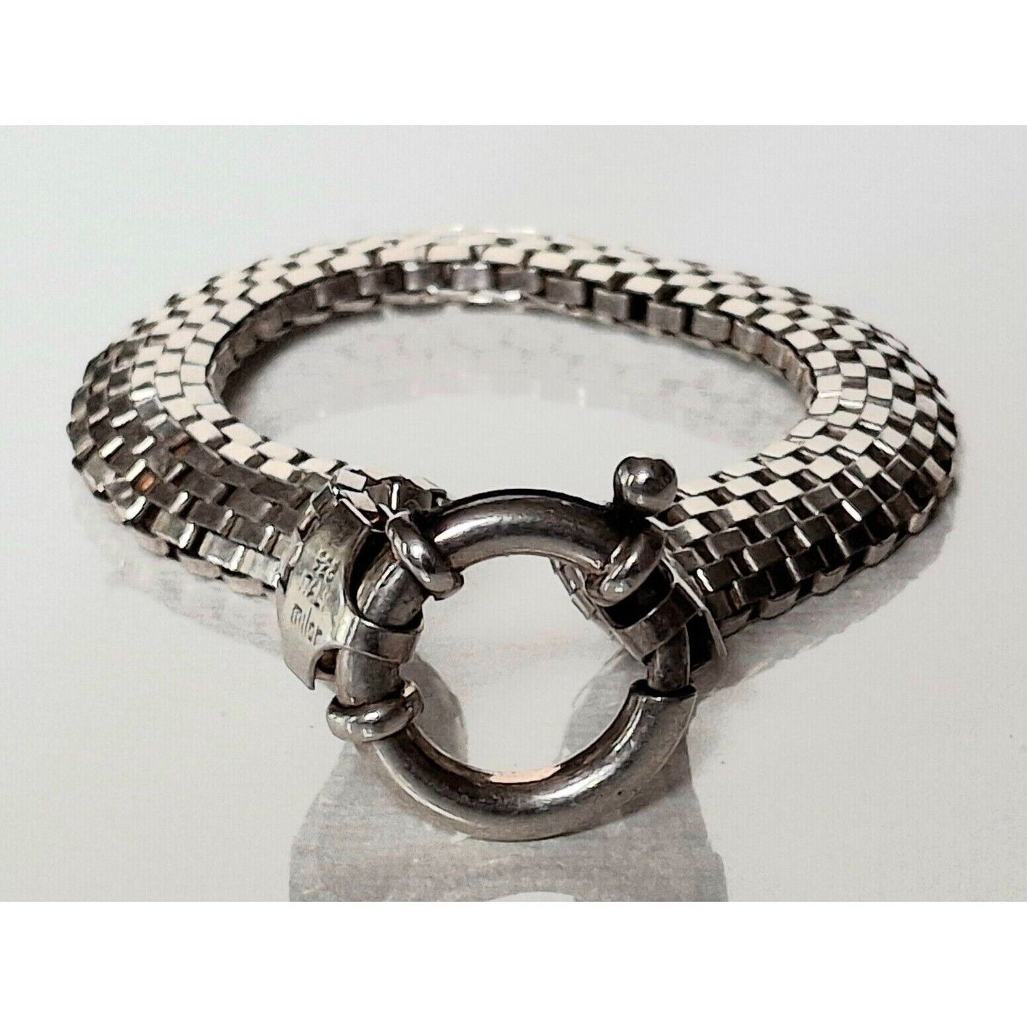 MALOR ITALY 925 STERLING SILVER FLAT BOX CHAIN BRACELET SKY