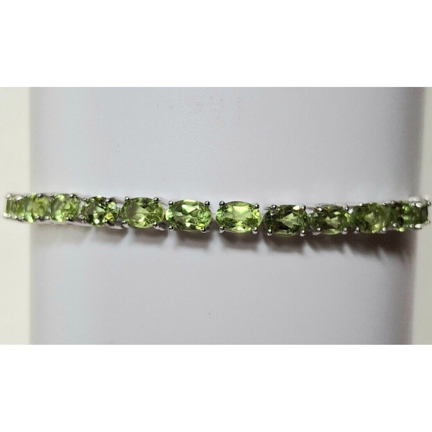 925 STERLING SILVER AND PERIDOT TENNIS  BOLO BRACELET SKY