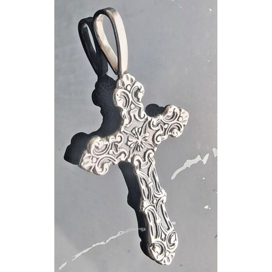 925 STERLING SILVER LARGE ORNAMENTAL GOTHIC CROSS PENDANT AT