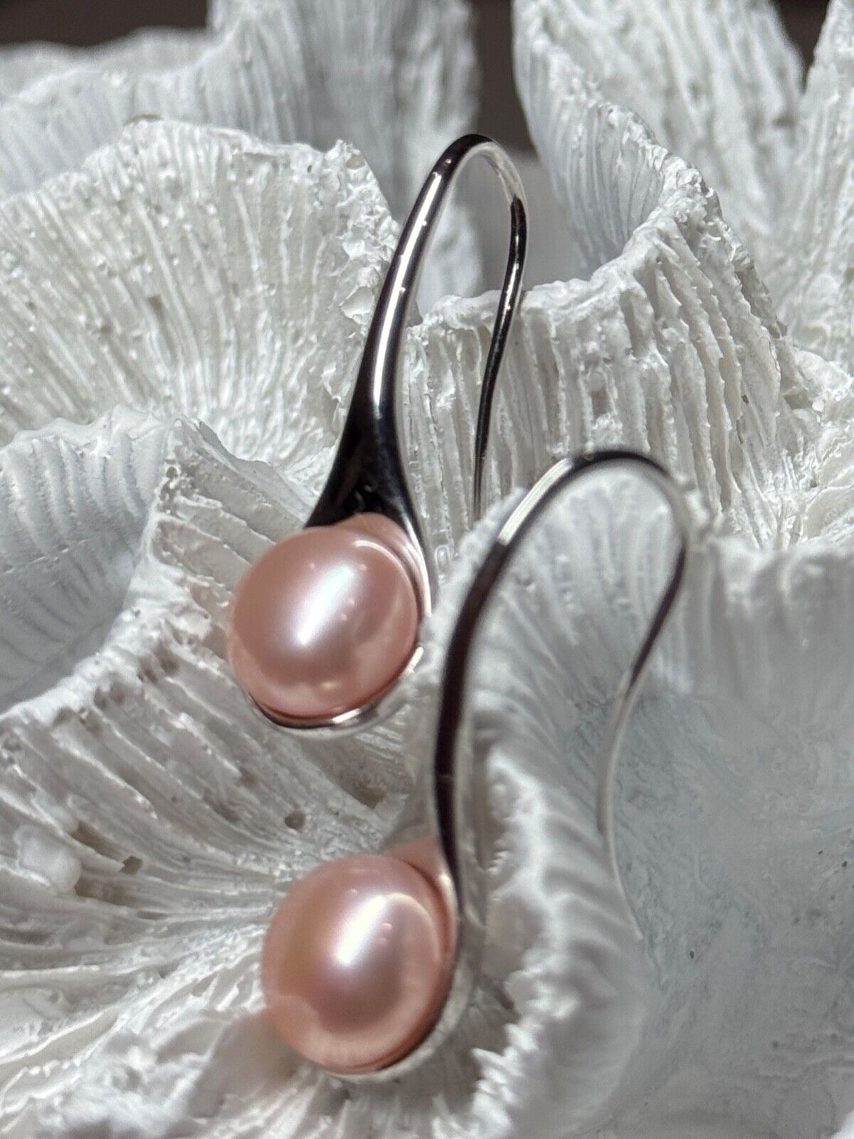 925 STERLING SILVER PEARL EARRINGS LENGTH 1.2 INCH