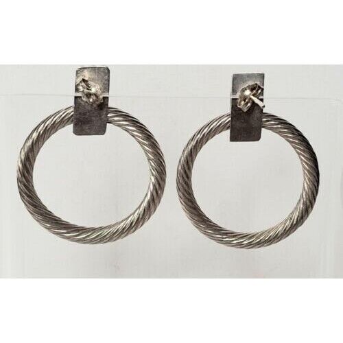 CLASSY 925 STERLING  SILVER  CABLE DESIGN  HOOP EARRINGS SKY