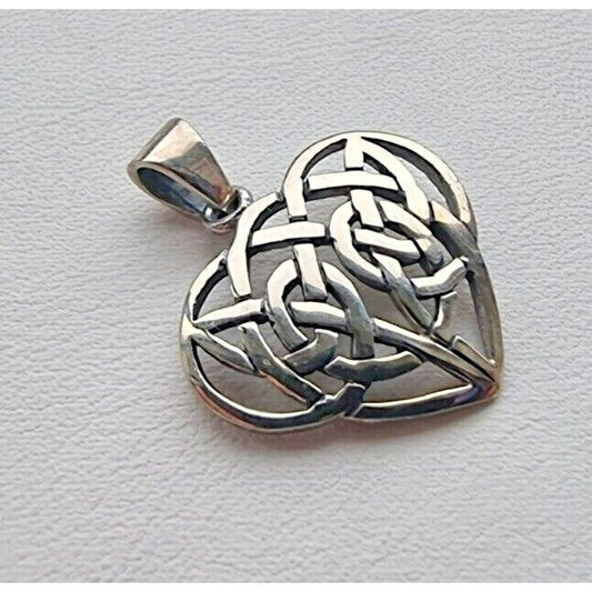 925 STERLING SILVER KNOTTED CELTIC HEART PENDANT AT