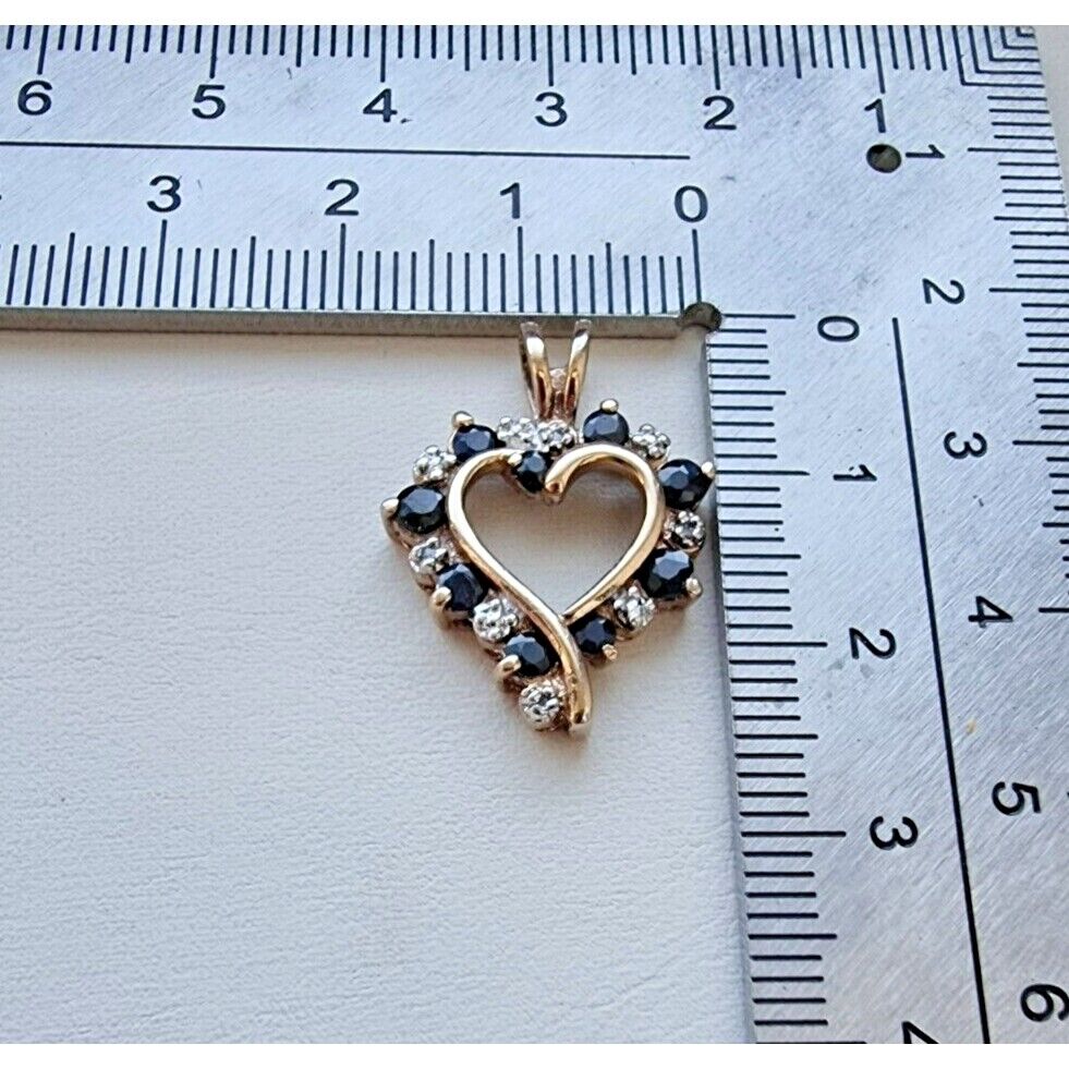 925 STERLING SILVER NATURAL BLACK ONYX VERMEIL HEART PENDANT AT