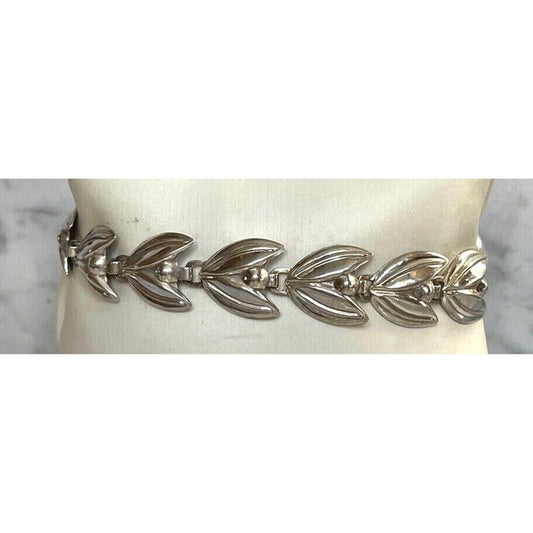 BEAU 925 STERLING SILVER LEAVES LINKS  BRACELET SKY