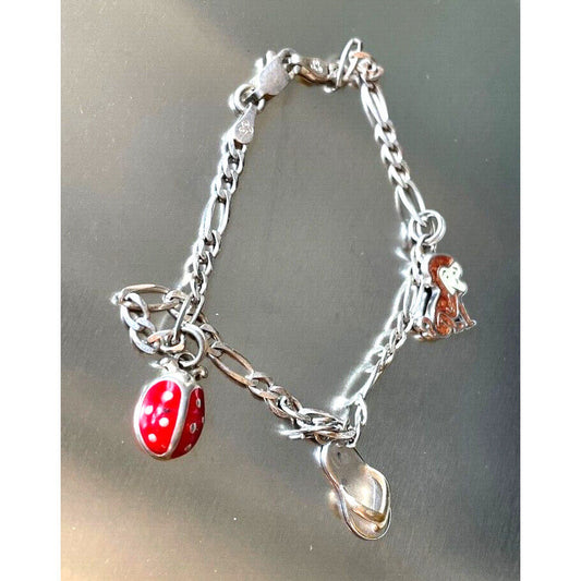 CUTE 925 STERLING SILVER WITH ENAMEL CHARMS BRACELET SKY