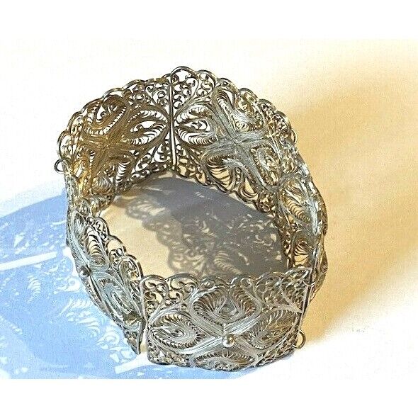 925 STERLING SILVER FILIGREE WIDE BRACELET SKY