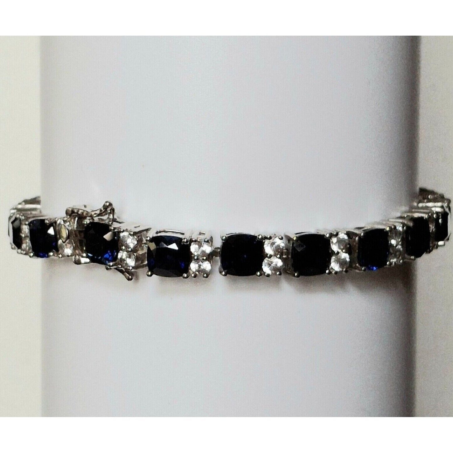 925 STERLING SILVER LONDON BLUE  AND COLORLESS  TOPAZ  BRACELET SKY