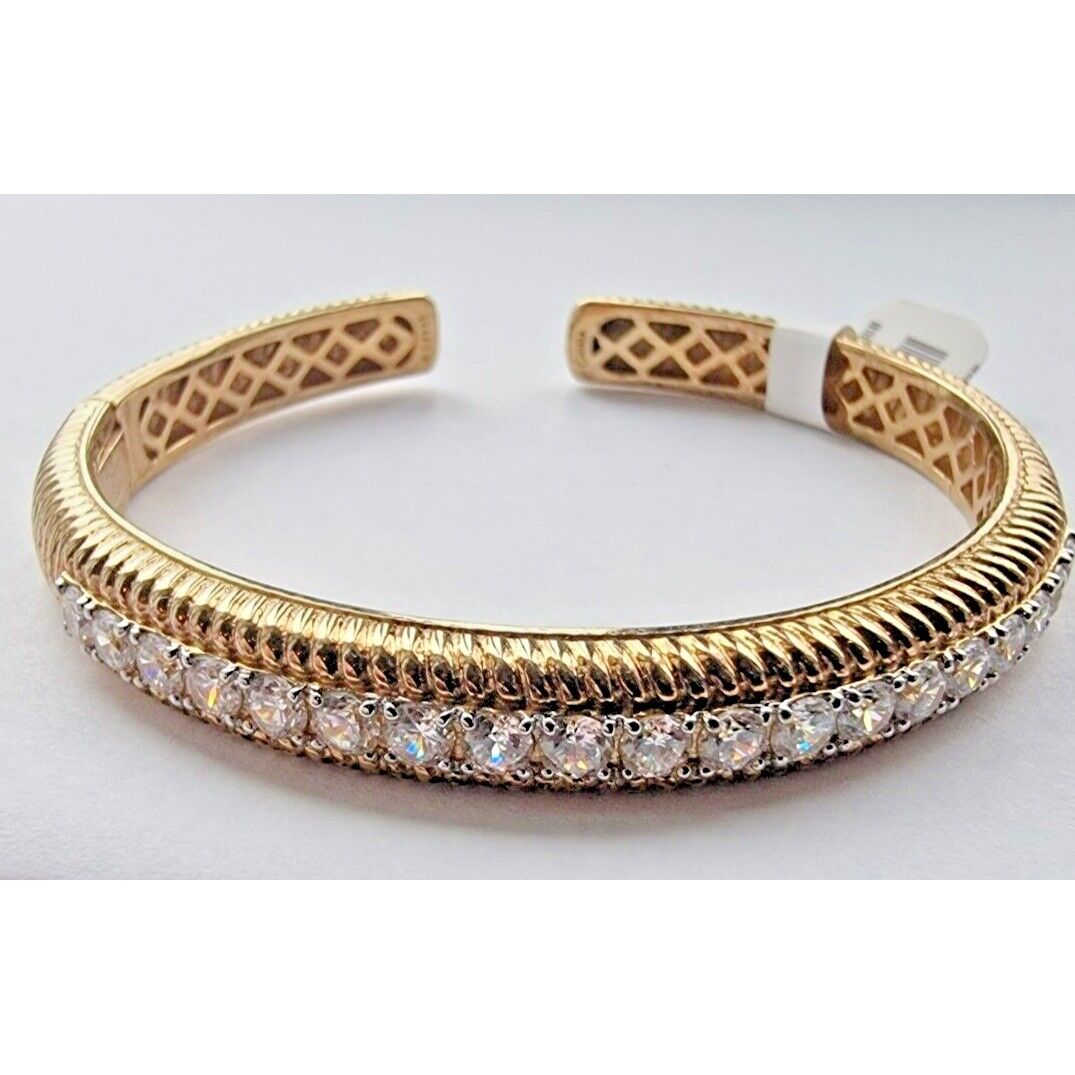 925 STERLING SILVER VERMEIL CZ BANGLE BRACELET AT