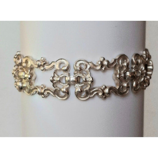 ORNATE SOLID CAST 925 STERLING SILVER BRACELET SKY